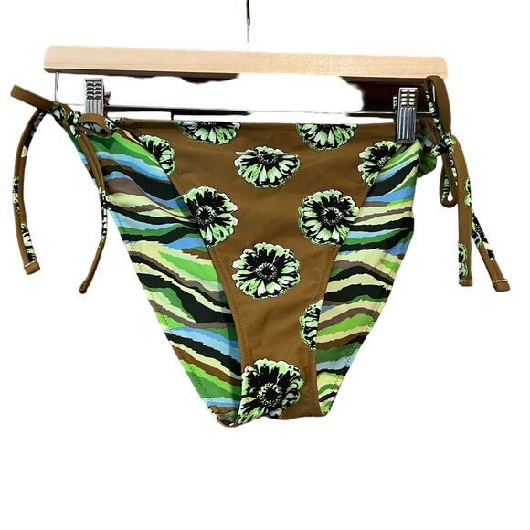 NWT Aerie Women's Floral Stripe Print Reversible Bikini Cheeky Bottom Size XL - Picture 1 of 9